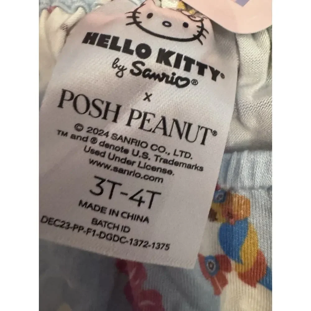 Posh Peanut Hello Kitty Springtime Girls Blue Summertime Shorts Romper 3T/4T NWT